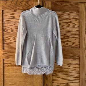 Maurices Gray Turtleneck Sweater with Lace Trim, Medium